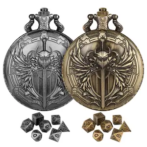 Knight Watch Case with Chain &, 1 Count Role Playing Game Accessories, DND Beginner Accessories, Role Playing Game Accessories, Dnd Metal Dice