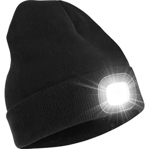 Unisex Beanie Hat with Light, USB Rechargeable LED Headlamp Hat Night Light Cap Christmas Stocking Stuffers Gifts for Men Dad Father Husband