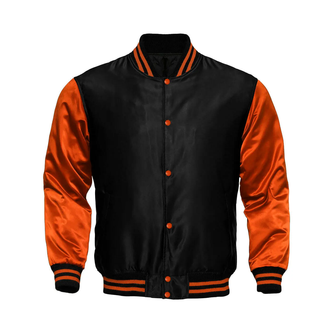 Deckra Women's Satin Varsity Baseball Jacket - Fitted Polyester Long Sleeve Coat with Button Closure, Multiple Pockets, All Seasons, Elegant, Fashion, Casual Sporty Chic Brand New Top
