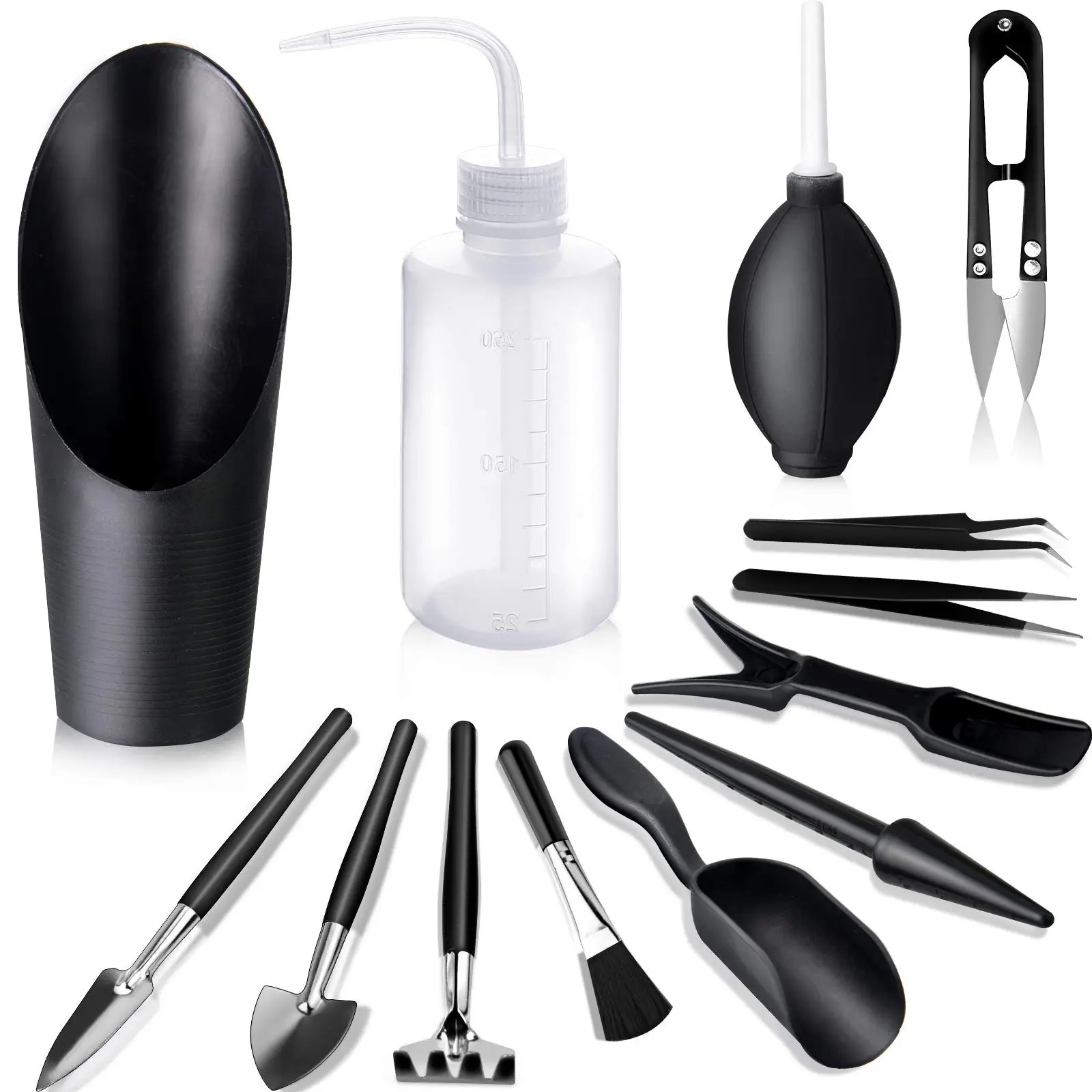 [Summervibes] 13 Pcs Mini Garden Tool Set,Black Transplanting Succulent Tools,Succulent Care Kit  for Succulent Miniature Gardening Plant,Halloween Christmas Party Gifts,Tools & Hardware