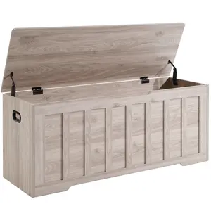 Large Storage Bench with Safety Hinges & Easy-Grip Handles, Multi-Scene Wooden Entryway Bench for Living Room, Bedroom