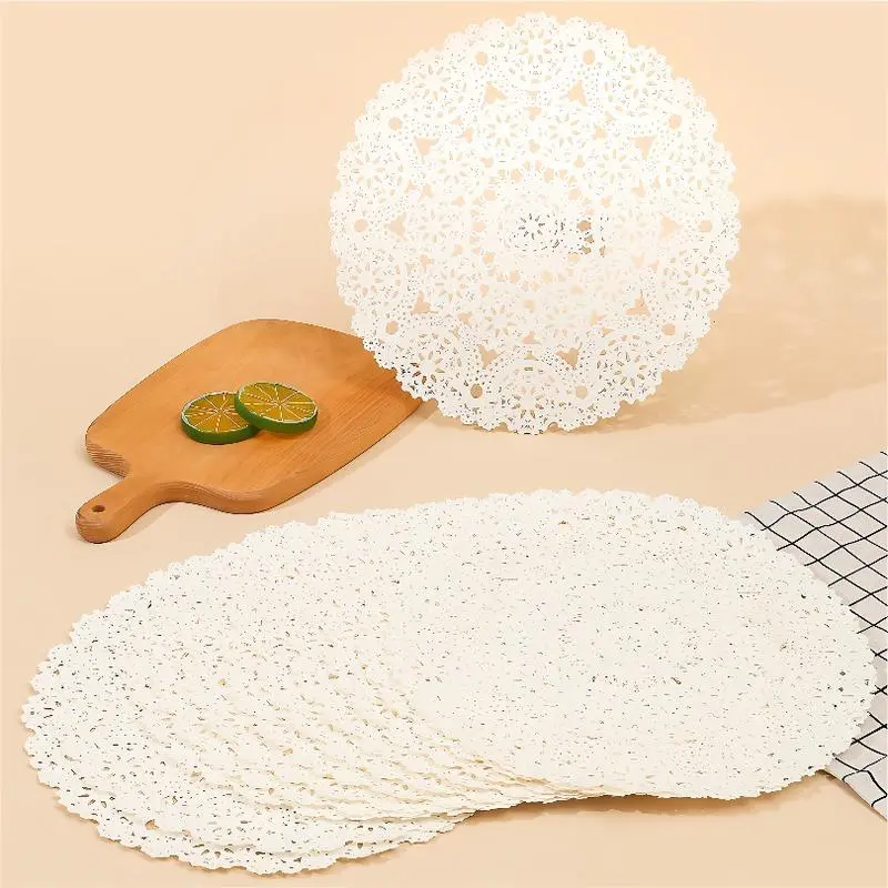 100 Pcs 12 Inch Sunflower Paper Doilies, Disposable Grease-Resistant Lace Paper Placemats for Baking, Dessert Display & Party Table Decor Coasters Tableware
