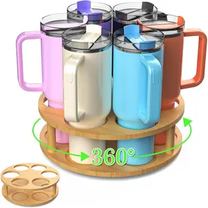 Water Bottle Organizer for Stanley 40 oz Tumbler with Handle, Rotatable  Cup Organizer, Wooden Water Bottle Storage Rack for  Cup Accessories, Ideal for Kitchen Countertop Cabinets