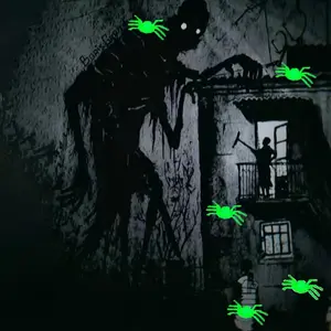 Luminous Spider Model (100 pcs), simulation insect toy, parody scary toy insect desktop scenery, Halloween fake spider luminous plastic toy, haunted house secret room grave scene decoration prank prop