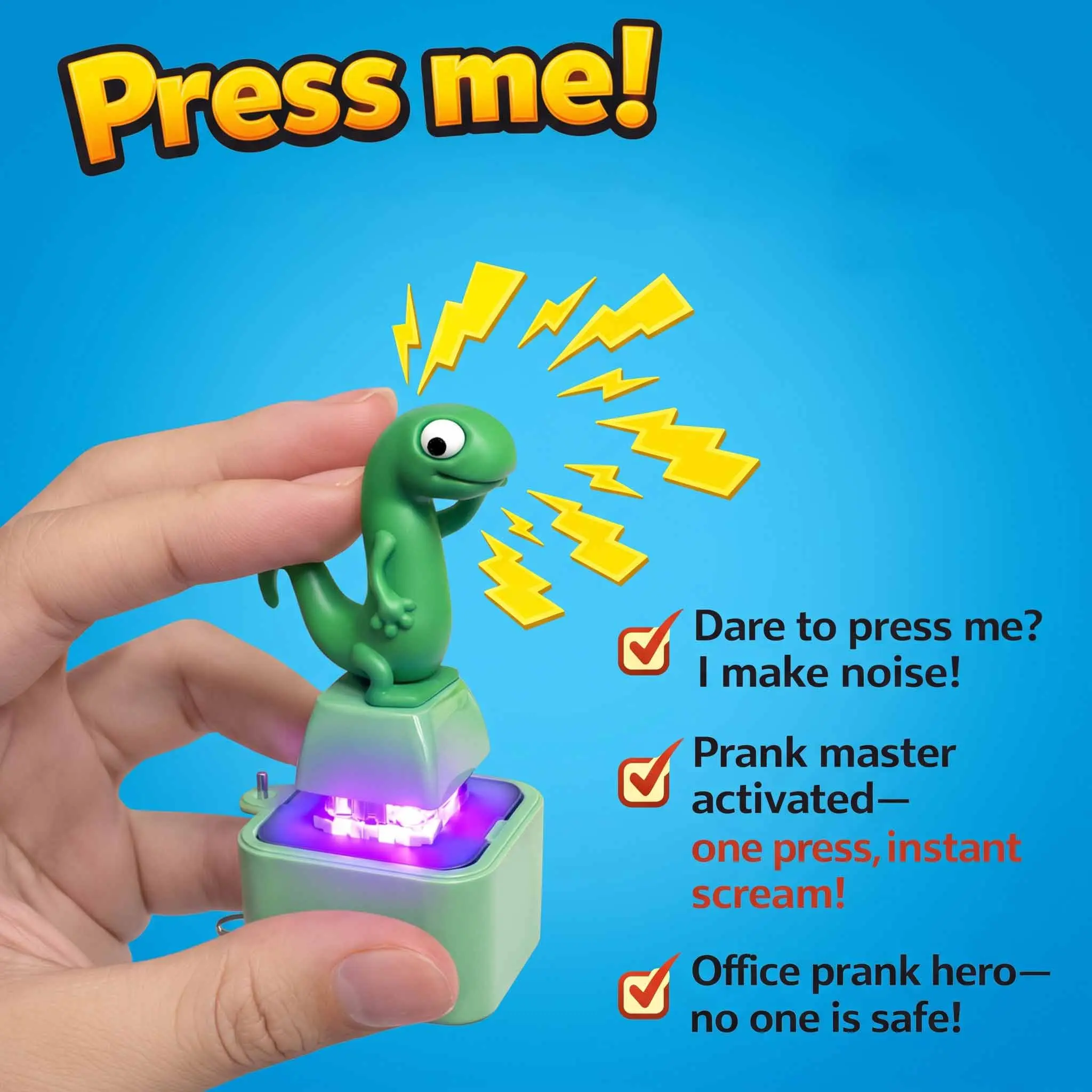 Fidget Keychain Lizard Sound & Light Clicker, Stress Relief Toy For Kids & Adults