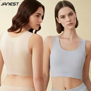JANEST Seamless sports pullover, no size limit, seamless pullover, chest binder, metal-free, hook-free, seamless chest binder, unisex breathable sports bra, shapewear, new summer arrival, lightweight compression sportswear, fitness wear.