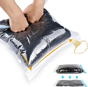 10-Pack Travel Compression Bags – Space Saver Storage Bags for Clothes & Travel Essentials | No Vacuum or Pump Needed | Reusable Packing Organizers for Luggage & Home Storage (Blue)