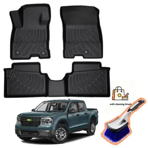 Canvcle Custom Fit TPE Floor Mats for 2022-2026 Ford Maverick Hybrid, All-Weather Protection Black Front & 2nd Row Liners, Soft Touch Odorless Non-Slip Car Accessories, Contours of Your Vehicle, Easy Maintenance, Free Cleaning Brush Incl.