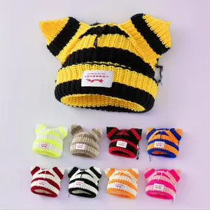 1pc Women's Fashionable Car Embroidered Ear Flap Knitted Hat, Suitable For Daily Wear And Travel In Autumn And Winter,School