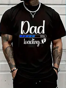 100% Cotton Dad 2026 Loading Soon To Be Dad 2026 T-Shirt Women's Men's Graphic Tee Crew Neck summer vacation Tops
