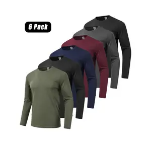 6 Pack Men's Quick Dry Long Sleeve Shirts Moisture Wicking Sun Protection UV UPF SPF Performance T-Shirt For Casual