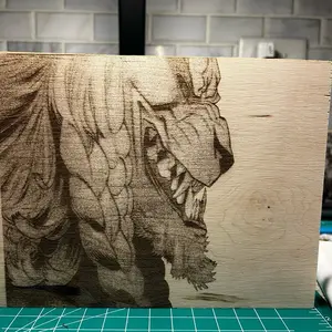 Battle Beast Character Engraved on Wood Wall Art - Command Strips for Easy Hanging - Decorative Ornament for Home Decoration - Hangable, Ornaments, Wooden