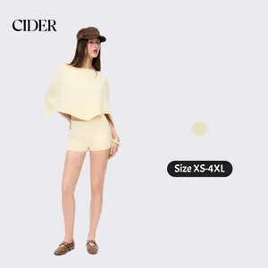 Cider Knit Boat Neck Cloak Top & Lettuce Trim Shorts Set