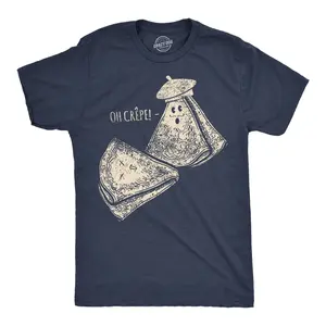 Mens Funny T Shirts Oh Crepe Sarcastic Graphic Novelty Tee for Men Mens Funny T Shirts Cool Vintage Fashion T-Shirt Gift Classic Menswear Sarcastic Apparel for Men Funny Food Short Sleeve Novelty Tees for Guys Navy - Oh