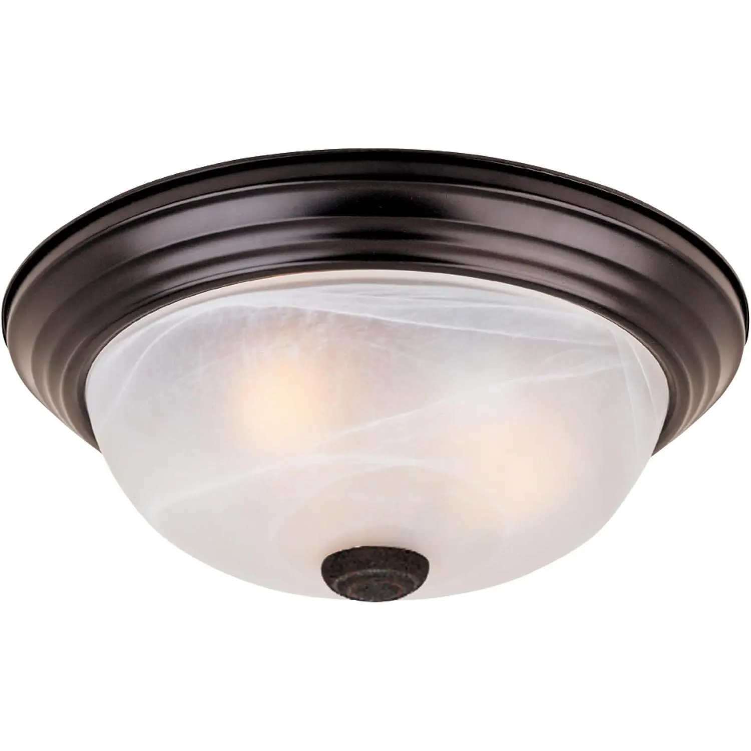 Reedley 3-Lights Flush Mount Ceiling Light, 15 Inch Lighting Fixture for Kitchen, Bedroom, Bathroom, and Hallway, White Alabaster Glass, Oil Rubbed Brone, 1257L-ORB-AL