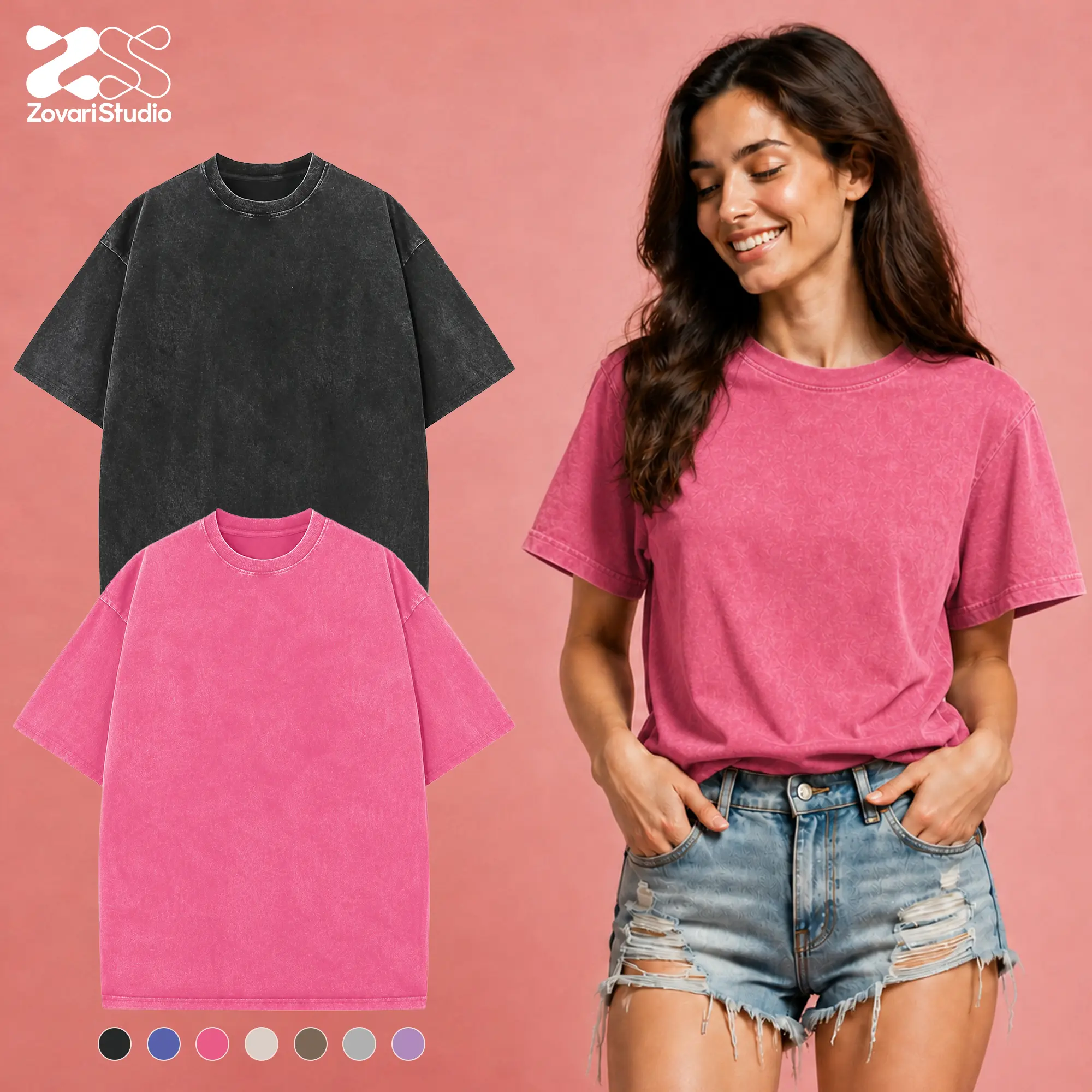 2-Pack Washed Oversized T-Shirts for Men & Women, Vintage Casual Crew Neck Short Sleeve Tees, Soft Breathable Unisex Everyday Tops,clothes for back to school,first day of school outfits