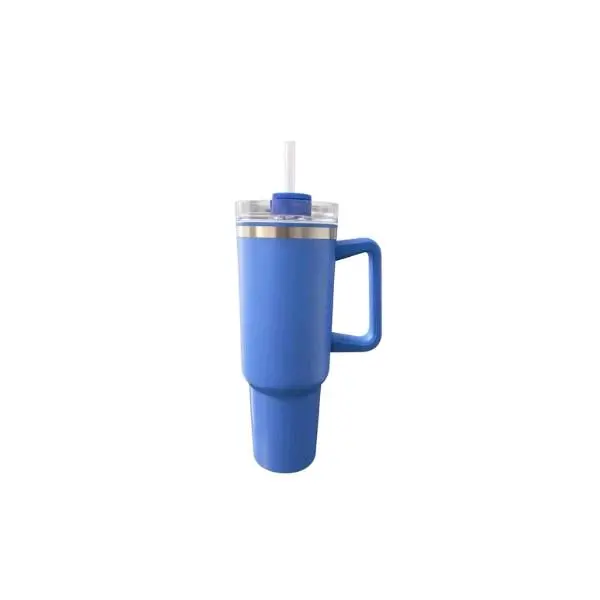 40oz Insulated Tumbler with Handle & Straw Keeps Drinks Cold All Day Blue Travel Mug
