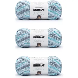 Softee Cotton Blue Waves Yarn - 3 Pack of 120g/4.25oz - Nylon - 3 DK (Light) - 254 Yards - Knitting, Crocheting & Crafts