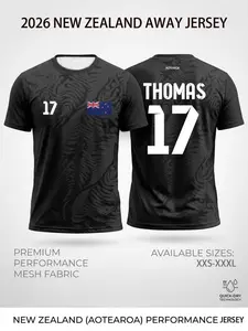 2026 Elite New Zealand National Soccer Jersey, Quick-Dry Football T-Shirt, Authentic Cultural Print, Men's Team Sports Wear, Jersey Tee