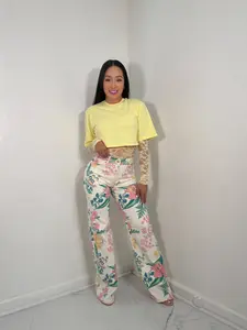 paradise floral wide jeans