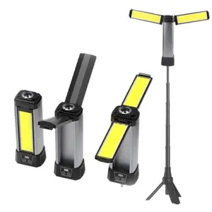 Cordless Collapsible Camping Light, Adjustable Stand LED Work Lamp, Waterproof Flashlight for Car Repair Hiking Tent