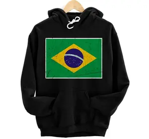 Brazil Flag with vintage Brazilian national colors Pullover Hoodie