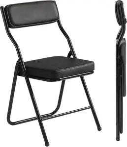 2 Pack Padded Folding Chairs with Cushioned Seat, Steel Frame, Portable Stackable Chairs for Home, Party and Indoor & Outdoor Use
