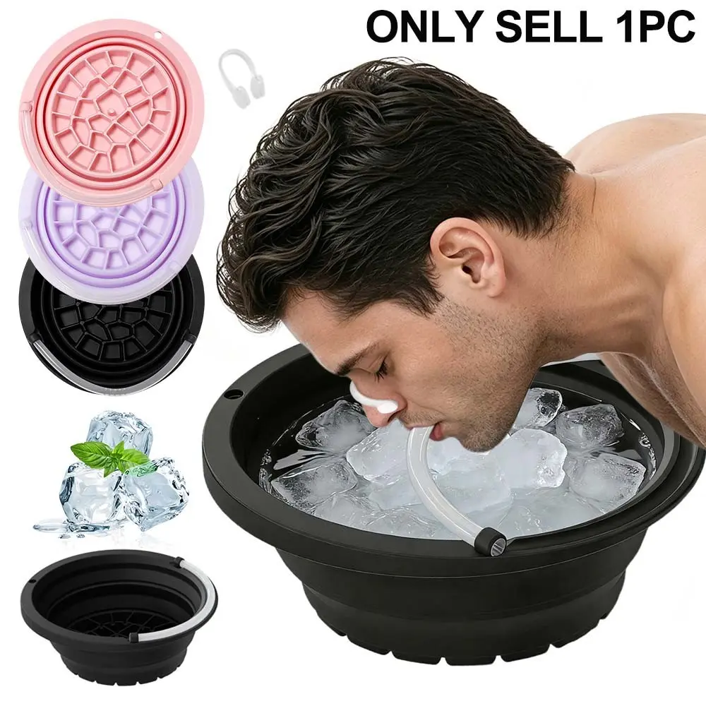 1pc New Upgrade Collapsible Facial Ice Bath Basin Silicone Skin Care Bowl, Breathable design for Travel Home Spa Refreshing Cold Water Face Wash Portable Beauty Tool, Summer Essentials