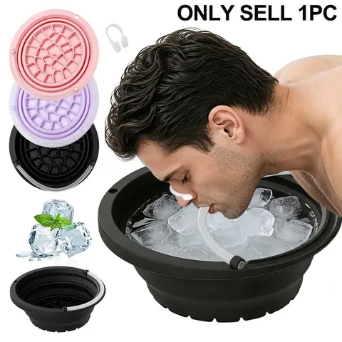 1pc New Upgrade Collapsible Facial Ice Bowl, Portable Breathable Design Silicone Skin Care Beauty Tool, Facial Care Tools for Travel Home Spa Cold Water Face Wash, Summer Essentials