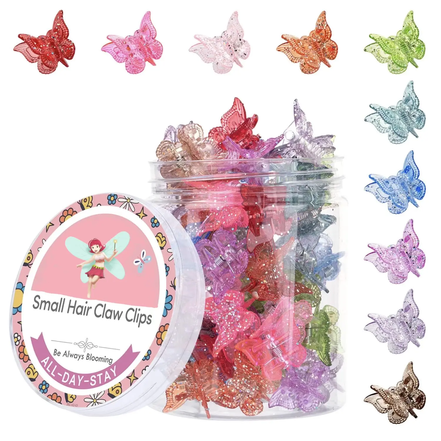 50-Piece Baby Color Y2K 90s Butterfly Hair Clips - Cute Mini Small Claw Clips for Girls - Rave Festival Fashion Hair Accessories for Women sprout