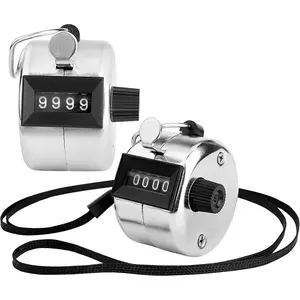 2 Pack Hand Tally Clicker Counter  4 Digit Metal Mechanical Hand Counter with Lanyard for People Counting, Lap , Knitting, Pitch, Golf, Coaching, Umpire, Events