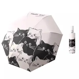 Portable Cat Umbrella, Auto Folding Coated UV Protection Sun & Rain Umbrella for Kids, Girls Boys Gift, Children Shade Canopy, Portable Foldable Umbrella