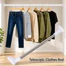 Adjustable No-Drill Extendable Wardrobe Rod - Multi-Size Telescopic Rust-Resistant Rust-Proof Clothes Drying Rod for Wardrobes, Bathroom Use, Shelves, Shower Curtains