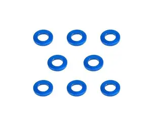 Square R/C M3 Aluminum Ball Stud Washers, 0.75mm Thick (Blue) 8 pcs.