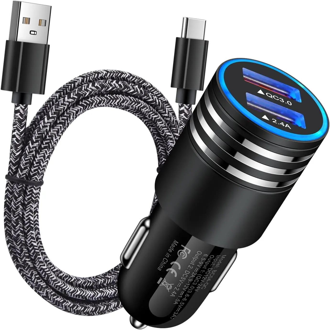 USB C Fast Car Charger for Samsung Galaxy S25 S24 S23 S22 S21 Z Flip 7 6 5 4/Z Fold 7 6 5 A17 A56 A36 A26 A16 A25 A35 A15 A54 A14 A53,Quick Charge 3.0 Rapid Car Adapter+6ft Type C Fast Charging Cable, Fast Charge, On-The-Go
