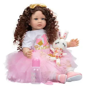 Reborn Baby Dolls 24 inch 60 cm Sweet Cloth Body Doll Weighted Newborn Toddler Lifelike Soft Body Baby Advanced Painted Birthday Set for Kids 3+