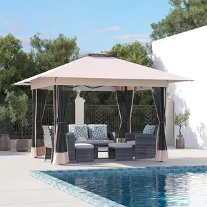 OC Orange-Casual 13’x13’ Instant Pop Up Gazebo With Mosquito Netting, Outdoor Canopy Tent Shade, Patio Canopy with Waterproof Double Roof Tops and Steel Frame, 2 Colors, Outdoor Shelter for Backyard, Parties, and Camping