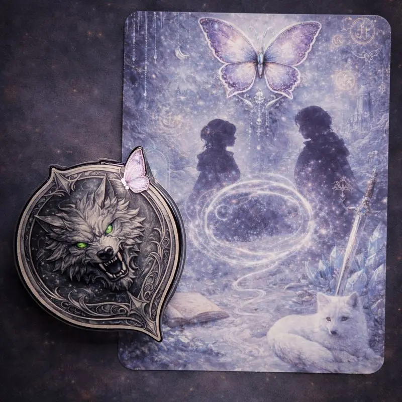 Silver Wolf Kindle Insert & MagSafe Grip Set | Fantasy Romance Bookish Bundle