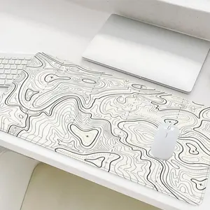 Minimalist Contour Design Mouse Pad, Rectangle Gaming Mouse Pad, Non-Slip Rubber Base Stitched Edge Desk Pad for Home Office Game Room, Desk Accessories