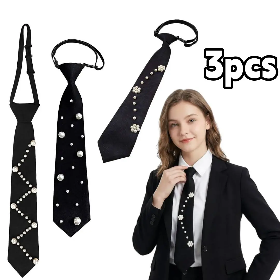 3pcs Fashionable Tie with Rhinestones, Suitable for College Style, Perfect for Shirts And Suits As a Clothing Accessory,Easy-to-care Professional Ties Ladies,Durable men,summerwins
