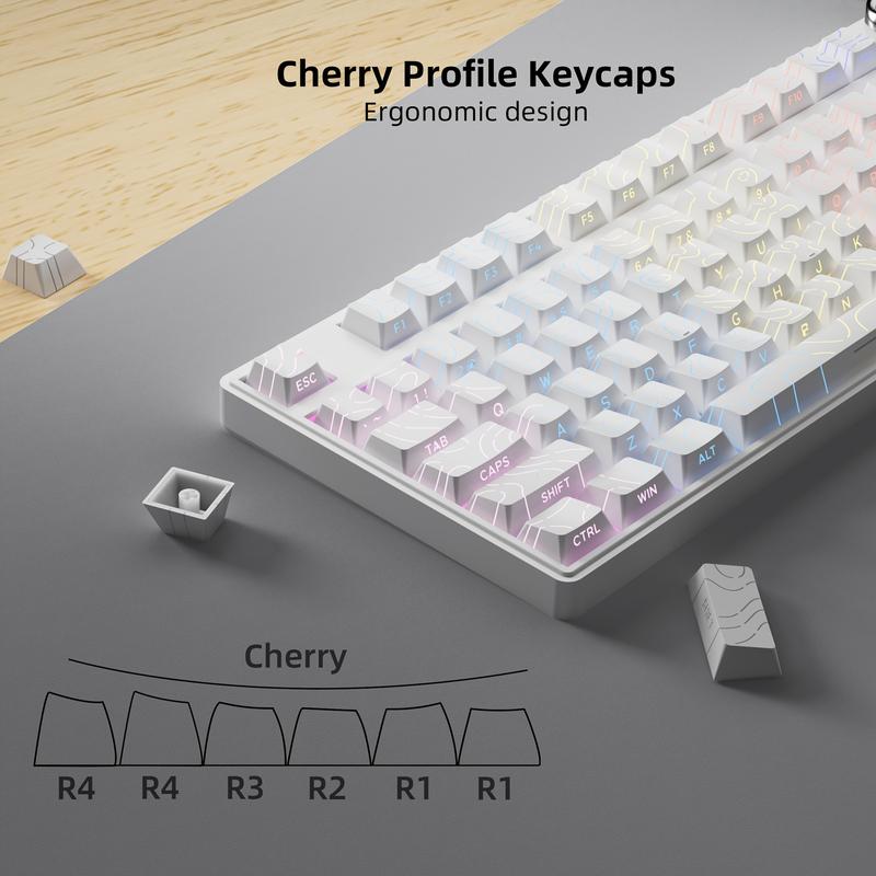 Minimalist Theme Side Engraved Translucent Keycap, Full Five Sided Heat Sublimation Keycap, Keyboard Accessories for Gaming