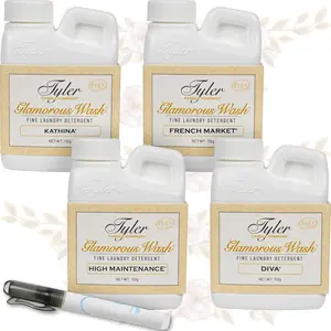 Tyler Candle Glamorous Wash Liquid Laundry Detergent  Set - Bundle With Stain Remover Pen - Sample 4 Pack (4 oz.) - Diva,  Market, High Maintenance, Kathina