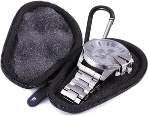 CASEMATIX Ultimate Watch Travel Case for Watches up to 56MM - Hard Shell, EVA Foam, Reinforced Zippers, Metal Carabiner - Compact Storage Solution