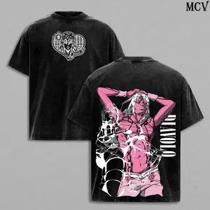Diavolo Washed T-Shirt Hoodie – JoJo’s Bizarre Adventure Golden Wind King Crimson Stand Time Erase Anime Manga Graphic Double Printed Tee, Menswear Heavy Cotton Unisex Oversize Streetwear TDC
