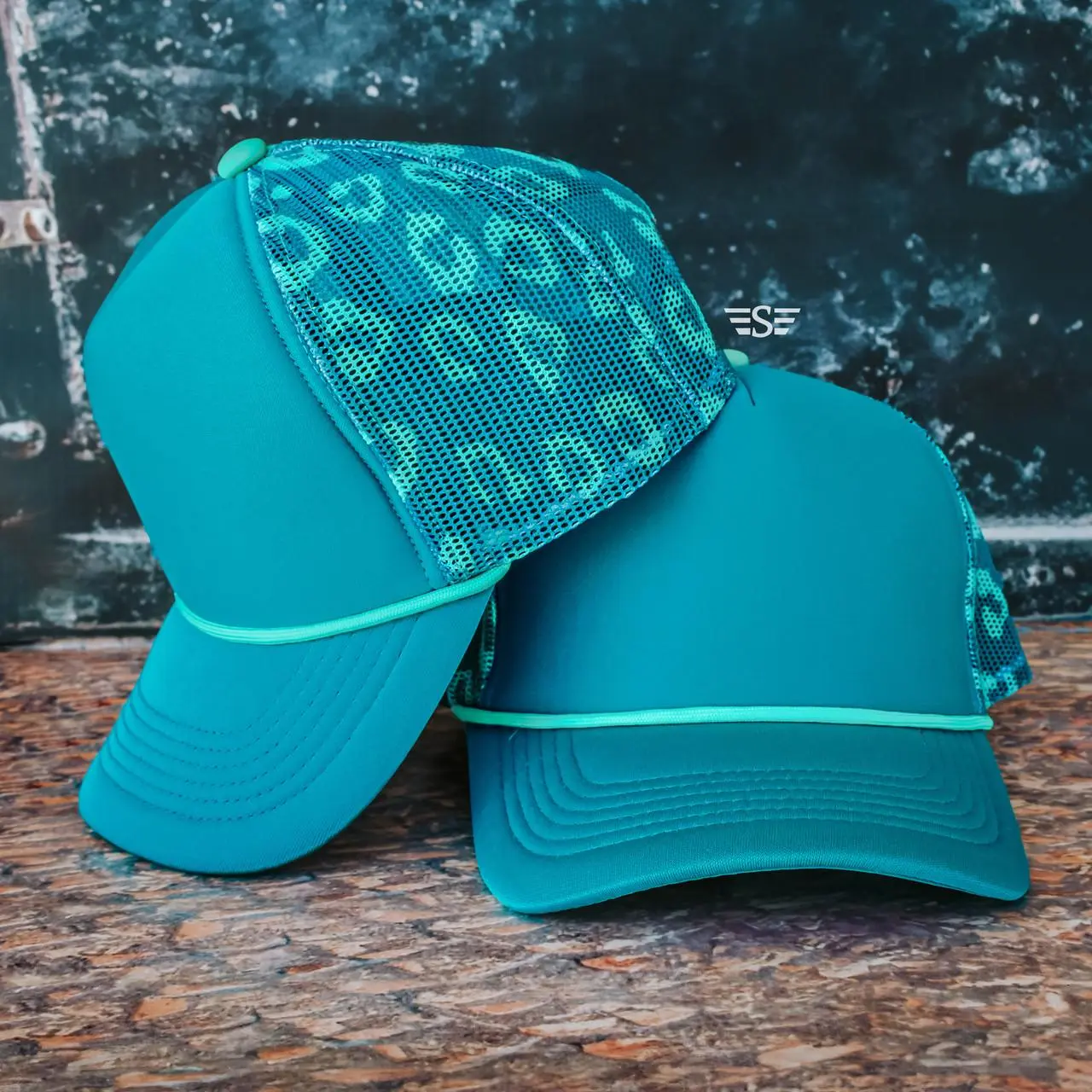 Teal Leopard Printed Mesh Back Magna Pony® Cap