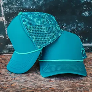 Teal Leopard Printed Mesh Back Magna Pony® Cap