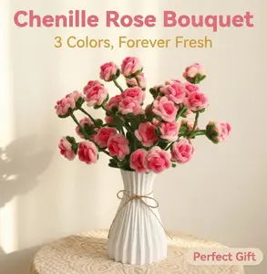 Gradient Pink Rose Flower DIY Pipe Cleaners Craft Kit | Chenille Stems for Bouquet Making, Creative Gift for Her, Valentine's Day, Birthday, Home Decor, Art Supplies for Adults & Kids, Soft & Bendable, No Glue Needed, Safe & Non-Toxic