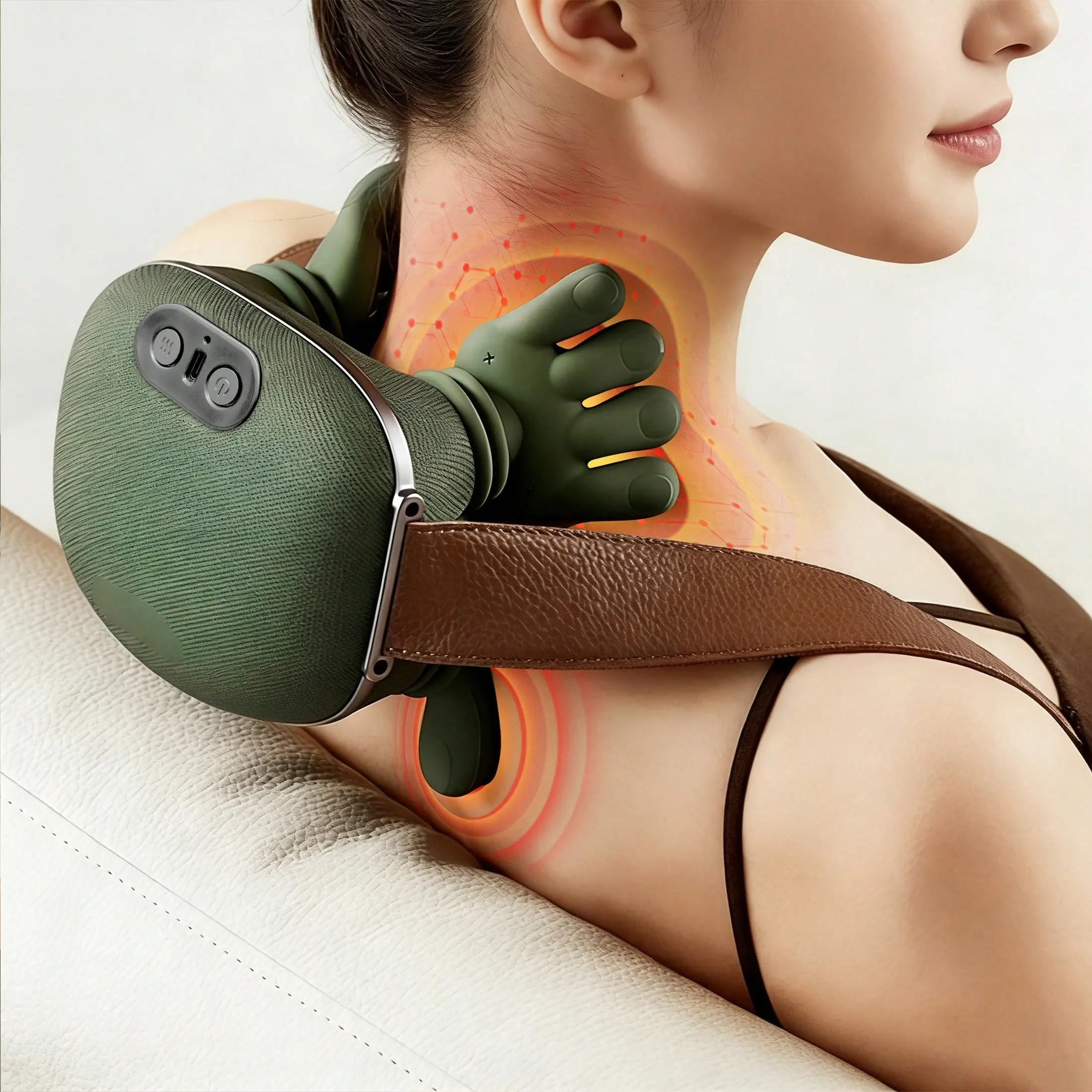 Portable Lightweight Electric Massager with Powerful Brushless Motor - USB Rechargeable Massagers, Acupoint Massage, Kneading Functions, Massage Nodes - Neck Back Shoulders Office Stress Ease Therapeutic Device