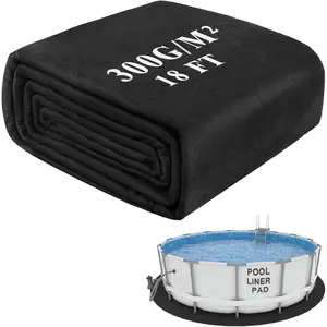 18ft Pool Mats for Floor, 300G/M2 Thicke Geotextile Material Pool Ground Pad, Precut Round Pool Liner Pad for Above Ground Bottom Protects and Extends The Life of Your Swimming Pool