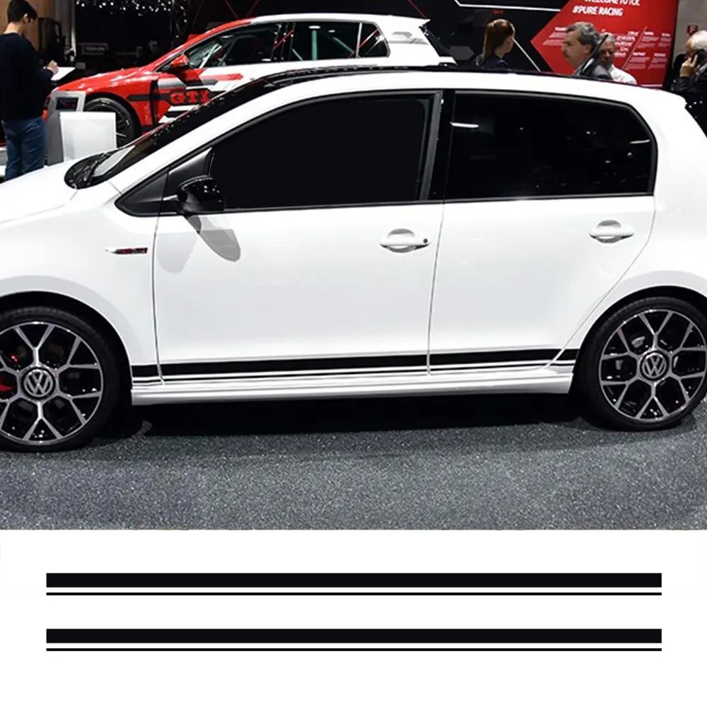 2PCS Car Side Stripes Stickers Vinyl Film Auto Decoration Decals For Volkswagens VWs Golf Polo Automobile Car Tuning Accessories